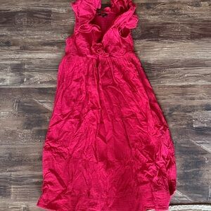 Quince Bright Pink Ruffled Maternity Dress